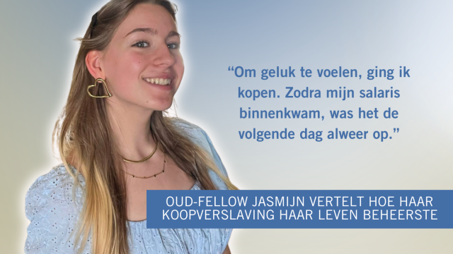Wat als kopen met korting geen feest is, maar een trigger voor je verslaving? Oud-fellow Jasmijn vertelt.